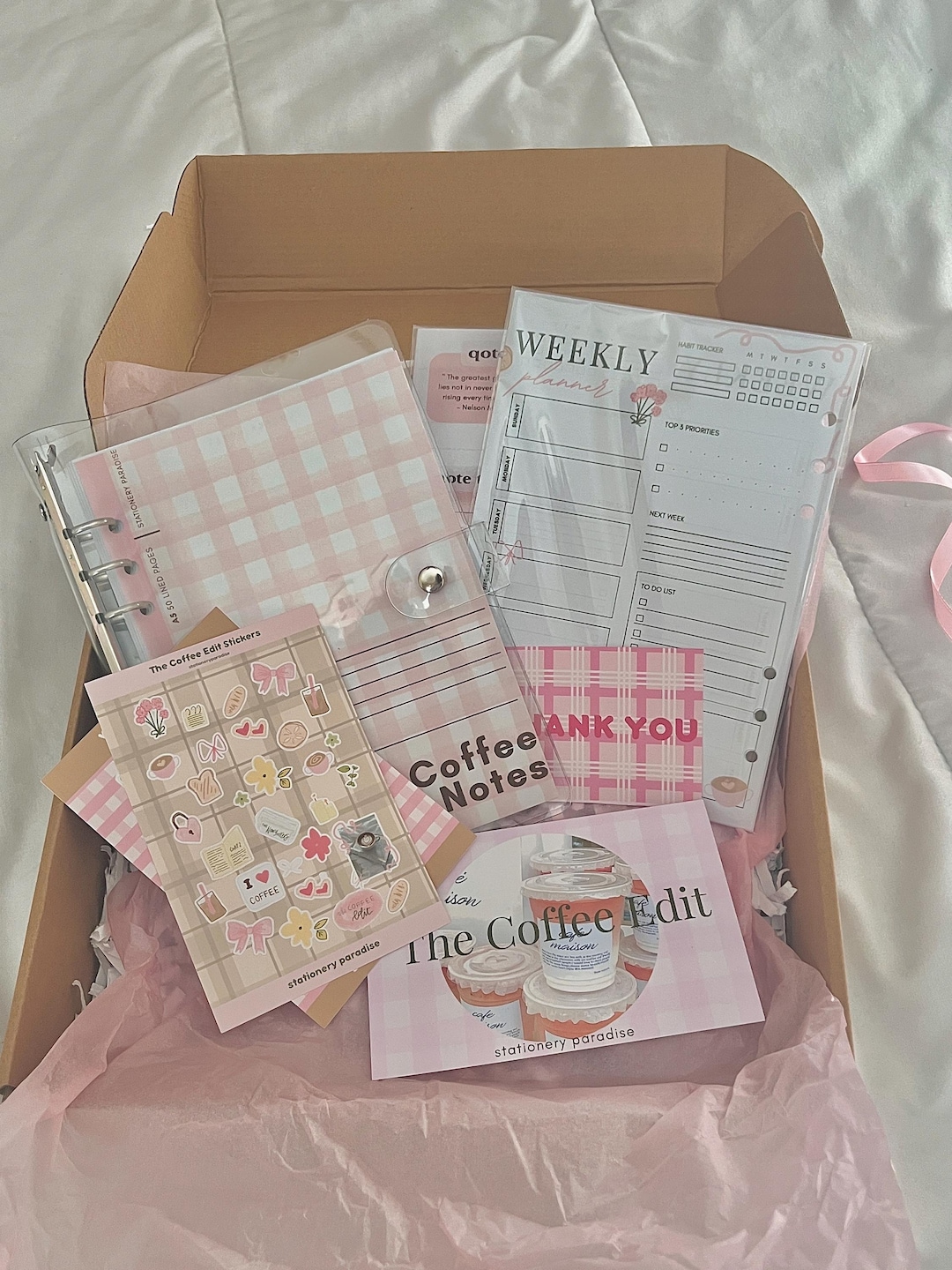 The Coffee Edit: Stationery Gift Set | Girly Pink Aesthetic Journal Set ...