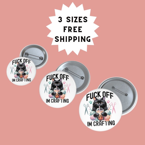 Fuck off pin button for crafting funny sarcastic badge cute enamel pins crafty bitch gifts yarn lover knitters gift button charm sewing pin