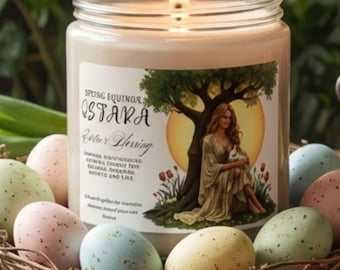 Vegan Soy Wax Ostara Intention Candle, Eostre Goddess House Blessing, Spring Equinox Wiccan gift