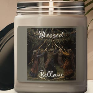 Vegan Soy Wax Candle Beltane May Day Wheel of the Year Pagan holiday offering Sabbat Altar Decor Celtic Ritual Candle for Handfasting Gift