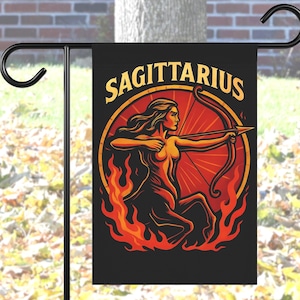 Sagittarius Zodiac Garden Flag, Fire Sign Archer Astrology Decoration, Black, Red, Yellow Horoscope Decor, November-December Birthday Gift