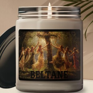 Wheel of the Year Beltane May Day Vegan Soy Wax Candle, Pagan Holiday Offering, Sabbat Gift Celtic Ritual Jar Candle, Wiccan Gifts