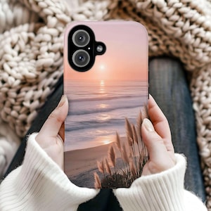 Ocean Sunset Tough Phone Case, Beach Waves Protective Cover,  iPhone 17 16 15 14 13 12 11 Pro Max, Pixel, Magsafe