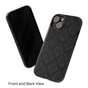 Black Damask Gothic Phone Case, Monochrome Baroque Protective Cover, iPhone 18 17 16 15 14 13 12 11 Pro Max, Pixel, Magsafe Bild 6