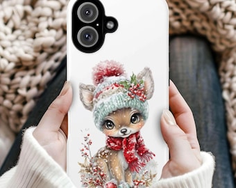 Christmas Deer Phone Case, Winter Holiday Protective Cover, iPhone 17 16 15 14 13 12 11 Pro Max, Pixel, Magsafe