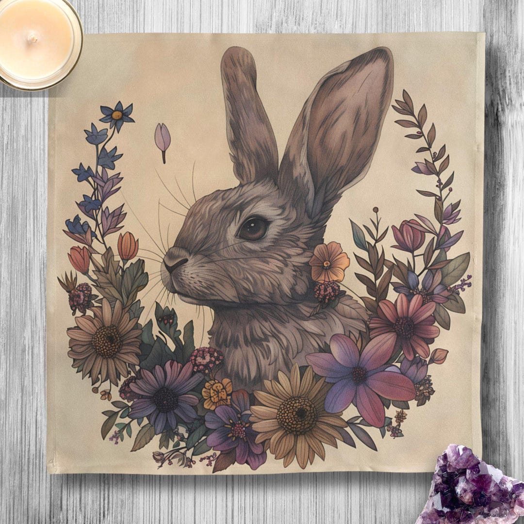 Spring Equinox Rabbit-themed Altar Cloth, Ostara Sabbat Decor, Wheel of ...