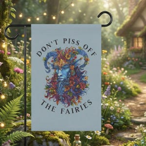 Dark Fairie Garden Flag, Fairycore Decor, whimsical Faerie Floral Design, Fantasy Lawn Decoration