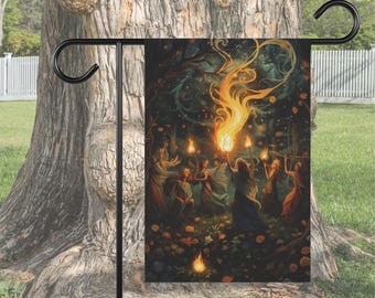 Spring garden flag Beltane bonfire wheel of the year sabbat garden and yard decoration wicca lawn ornament beltane fae witch sabbat decor