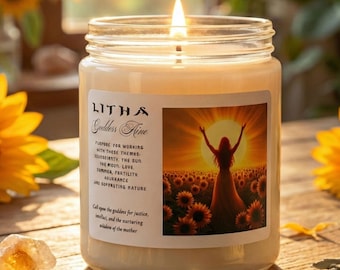 Litha Vegan Soy Intention Candle, Summer Solstice Blessing, Pagan Ritual Supplies, Midsummer  Holiday Sabbat Decor, Wiccan gifts