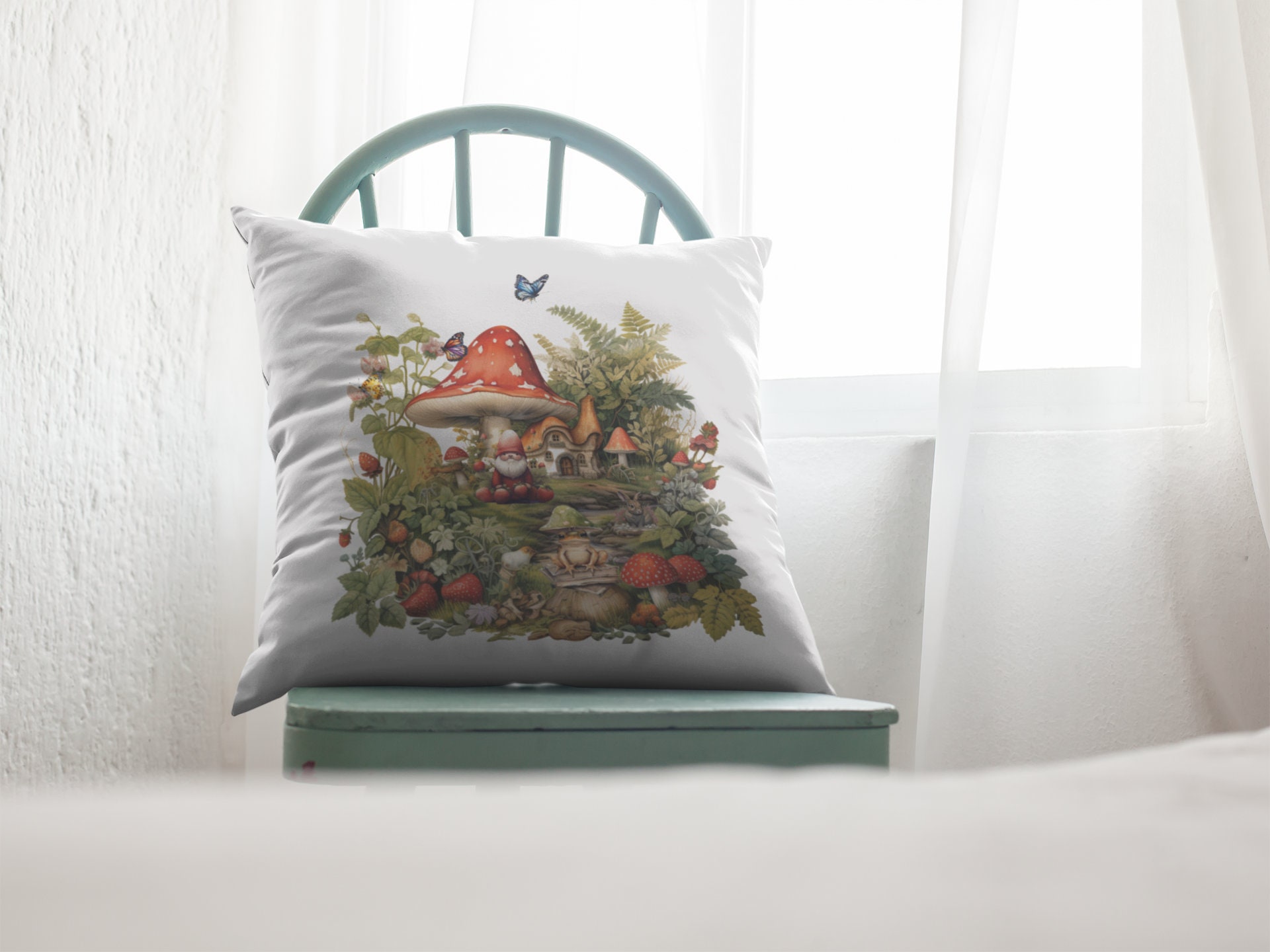 Cottagecore Pillow, Cottagecore Gift, Mushroom Pillow, Strawberry ...