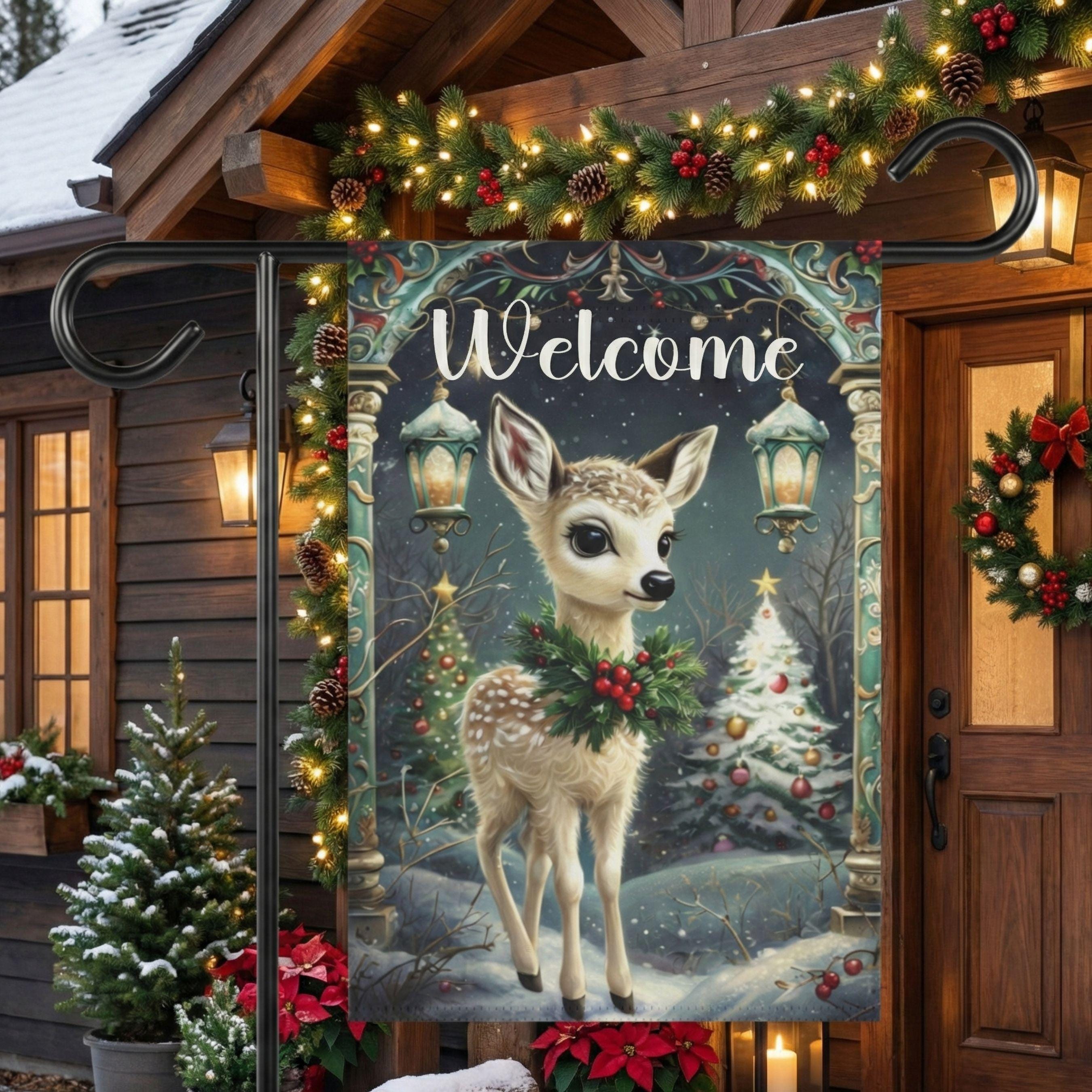 27 Christmas Yard Decorations for a Winter Wonderland Look 2 Christmas Deer Garden Flag, Winter Holiday Yard Decor, Festive…