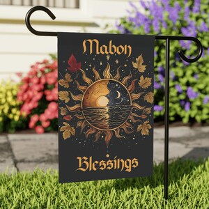 Mabon Garden Flag, Sun and Moon Fall Equinox Design, Pagan Sabbat Decor, Wiccan Autumn Outdoor Flag, Witchy Harvest Banner image 7