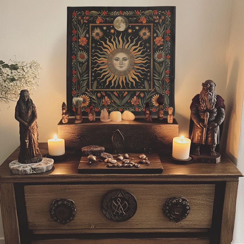 Litha Altar Table Decor, Tarot Spread Cloth, Witchcraft Supplies for ...