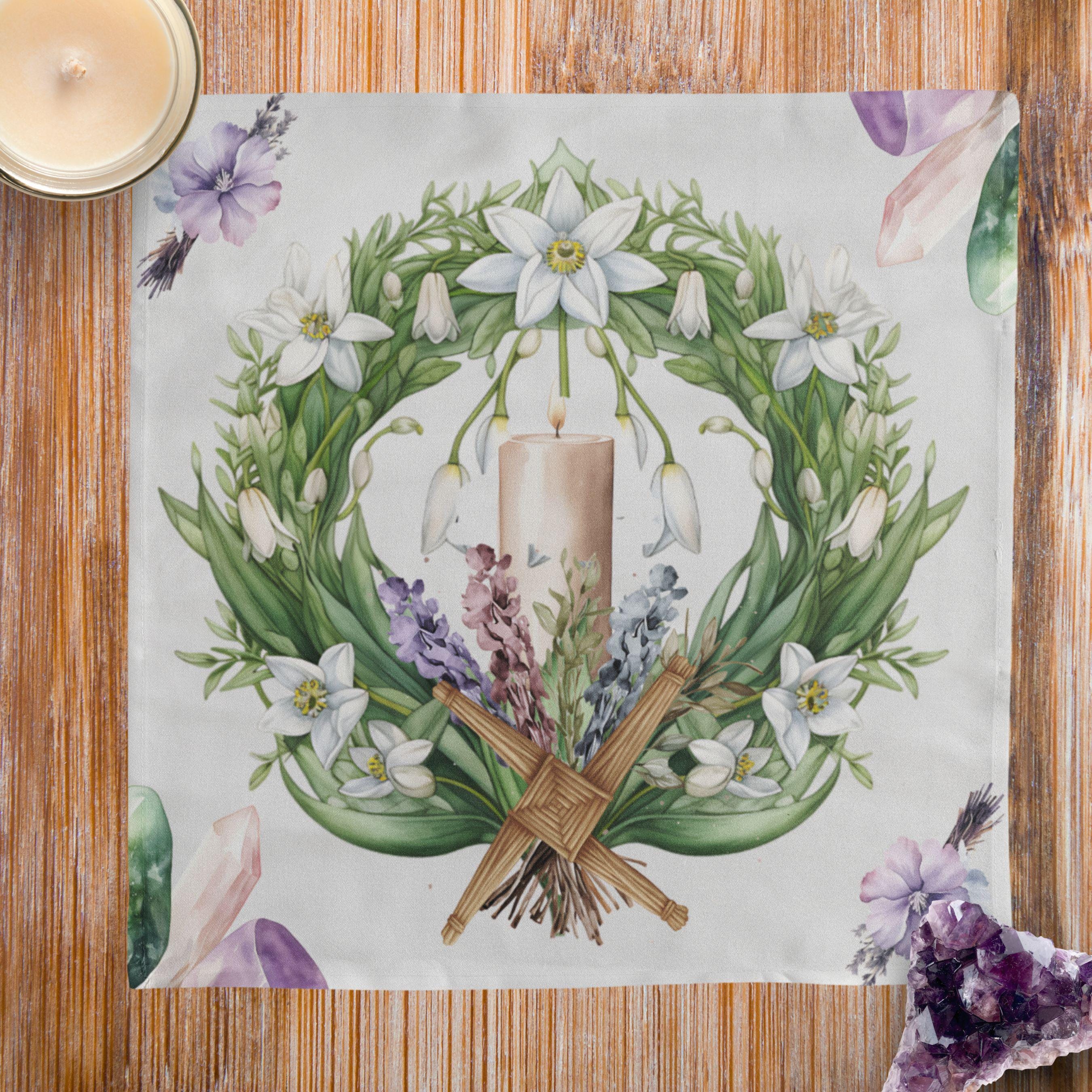 Imbolc Altar Table Decor, Tarot Spread Cloth, Wheel of the Year Witchcraft Supplies, Candlemas Magic Hour Pagan Rituals, Wicca Gift