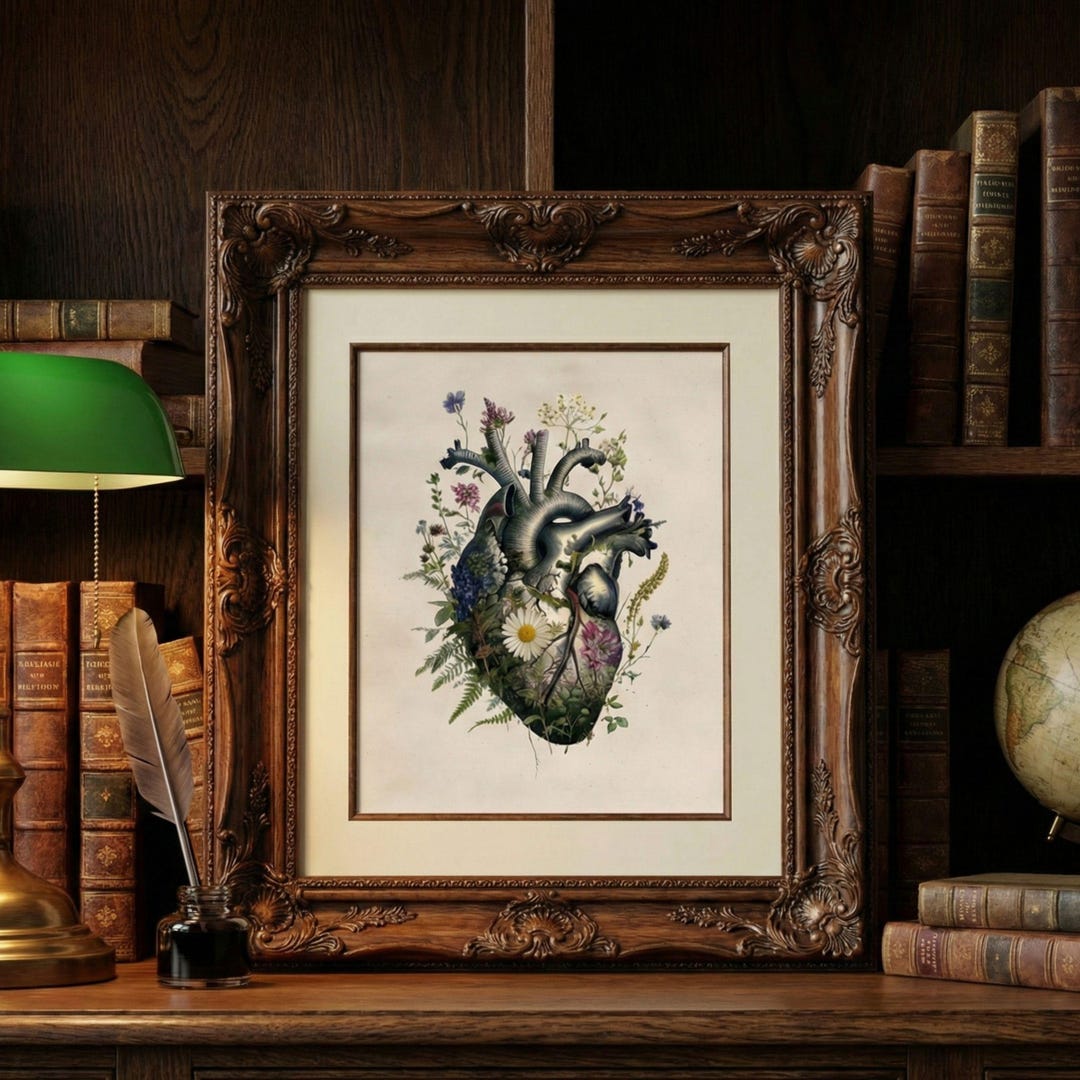 Unframed Botanical Heart Poster, Floral Anatomy Wall Art, Nature ...
