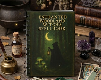 Enchanted Forest Spiral-Bound Journal, Pagan Grimore, Vintage Spell Book, Green Witchcraft Gift