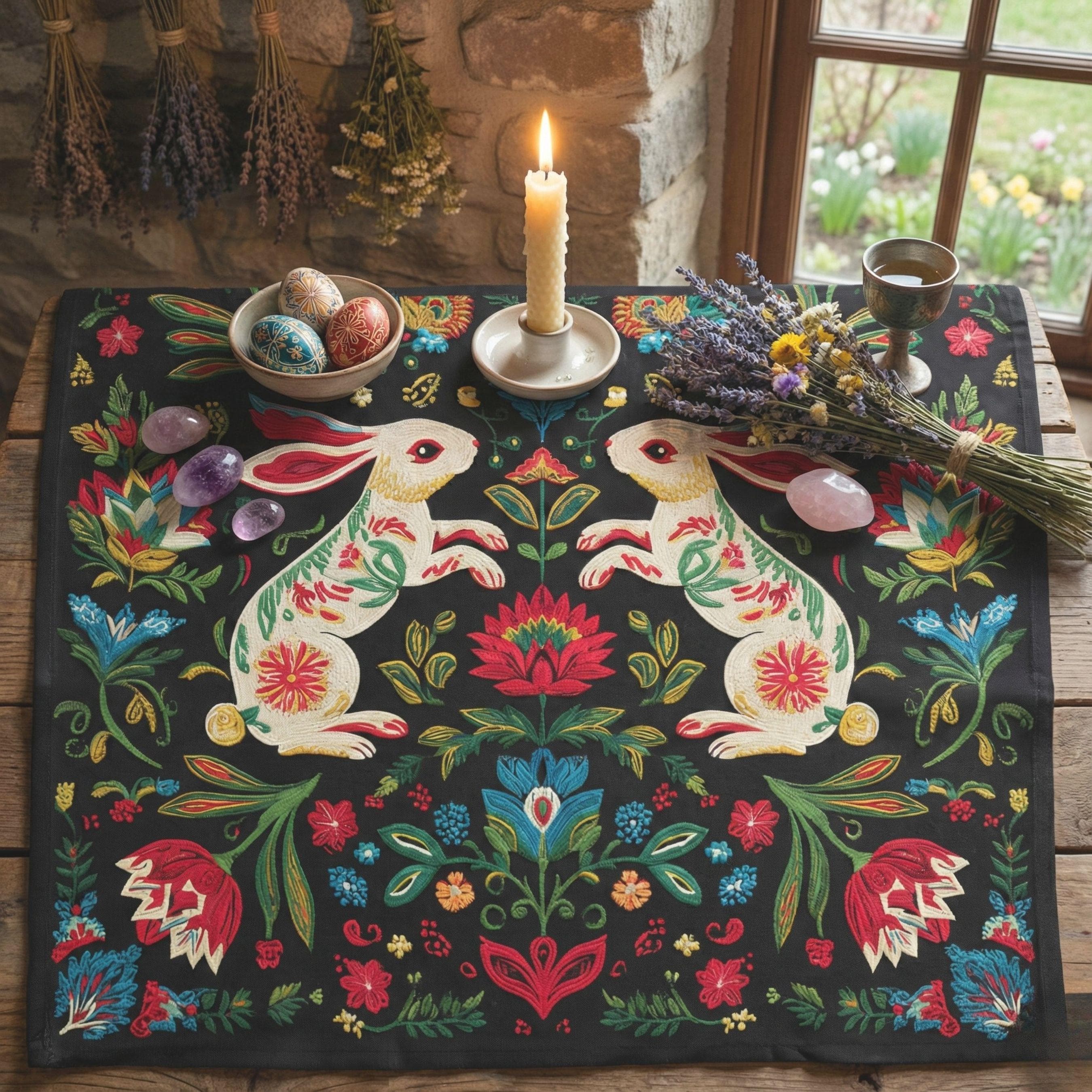 Ostara Altar Cloth, Spring Equinox Rabbit Pagan Ritual Decor - Etsy
