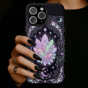 Celestial Crystal Phone Case, Gothic Pastel Protective Cover, iPhone 17 16 15 14 13 12 11 Pro Max, Pixel, Magsafe