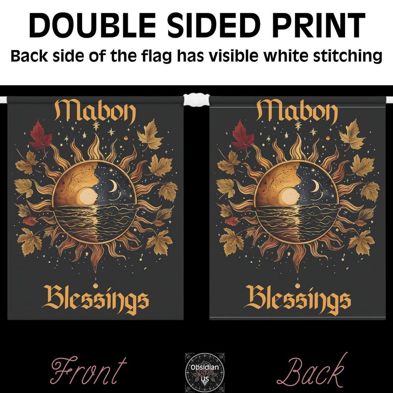 Mabon Garden Flag, Sun and Moon Fall Equinox Design, Pagan Sabbat Decor, Wiccan Autumn Outdoor Flag, Witchy Harvest Banner image 9