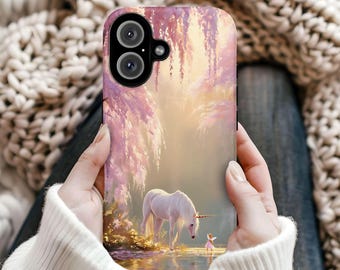 Unicorn and Fairy Phone Case, Enchanted Forest iPhone Cover,  iPhone 17 16 15 14 13 12 11 Pro Max, Pixel, Magsafe