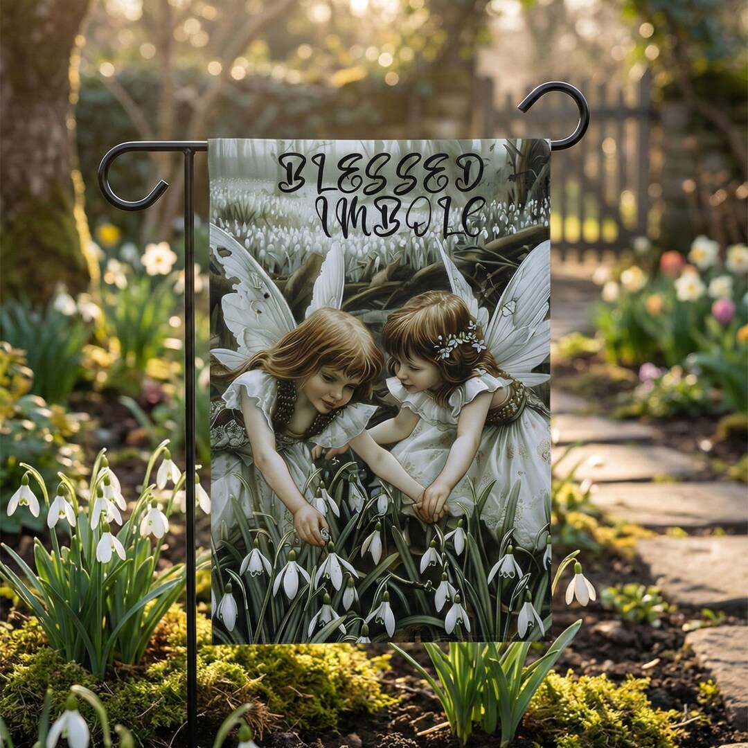 Imbolc Garden Flag, Spring Fairy Decor, Pagan Sabbat Yard Decoration ...