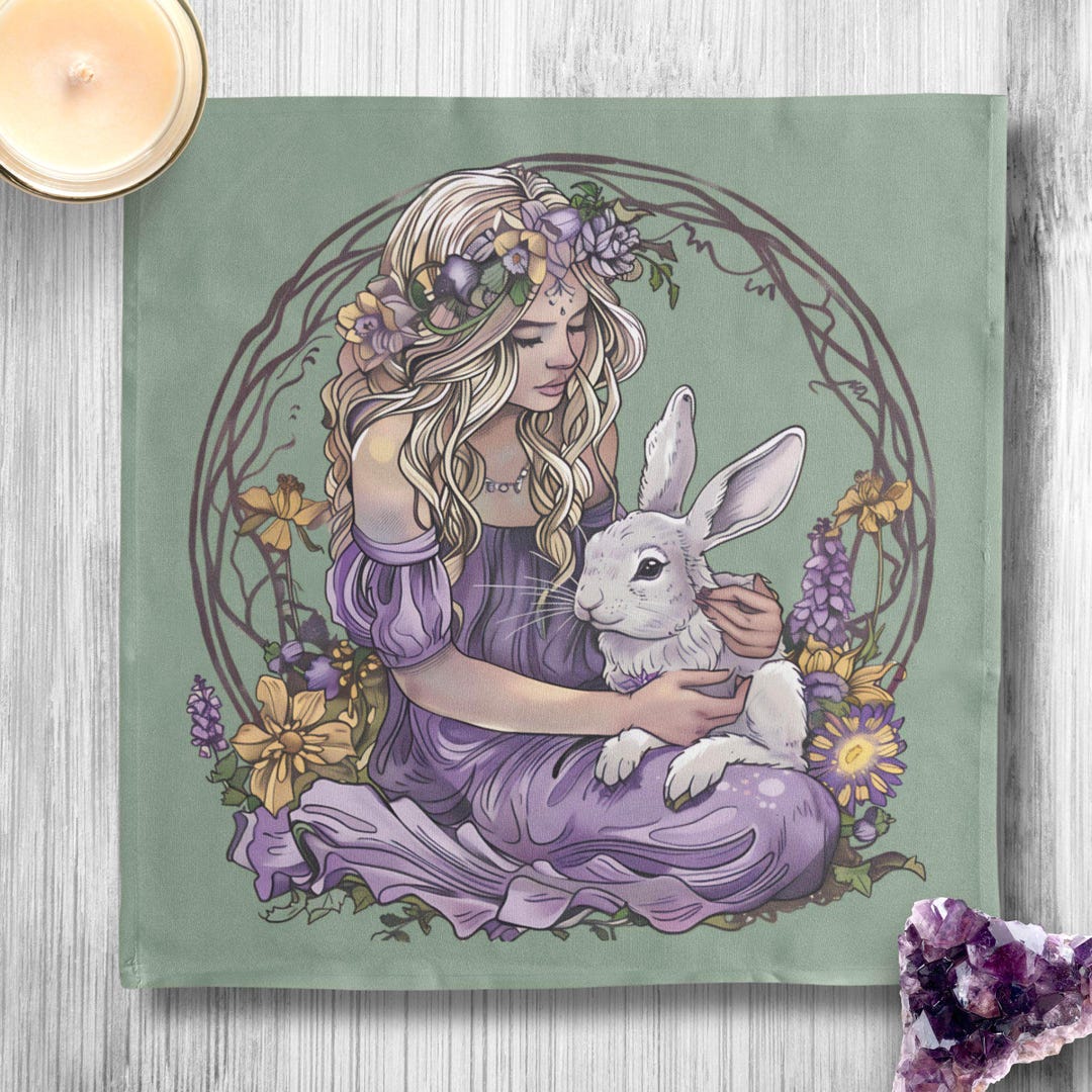 Spring Equinox Rabbit-themed Altar Cloth, Ostara Sabbat Decor, Wheel of ...