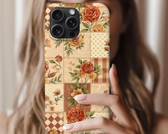 Vintage Patchwork Floral Phone Case, Cottagecore Protective Cover, iPhone 17 16 15 14 13 12 11 Pro Max, Pixel, Magsafe