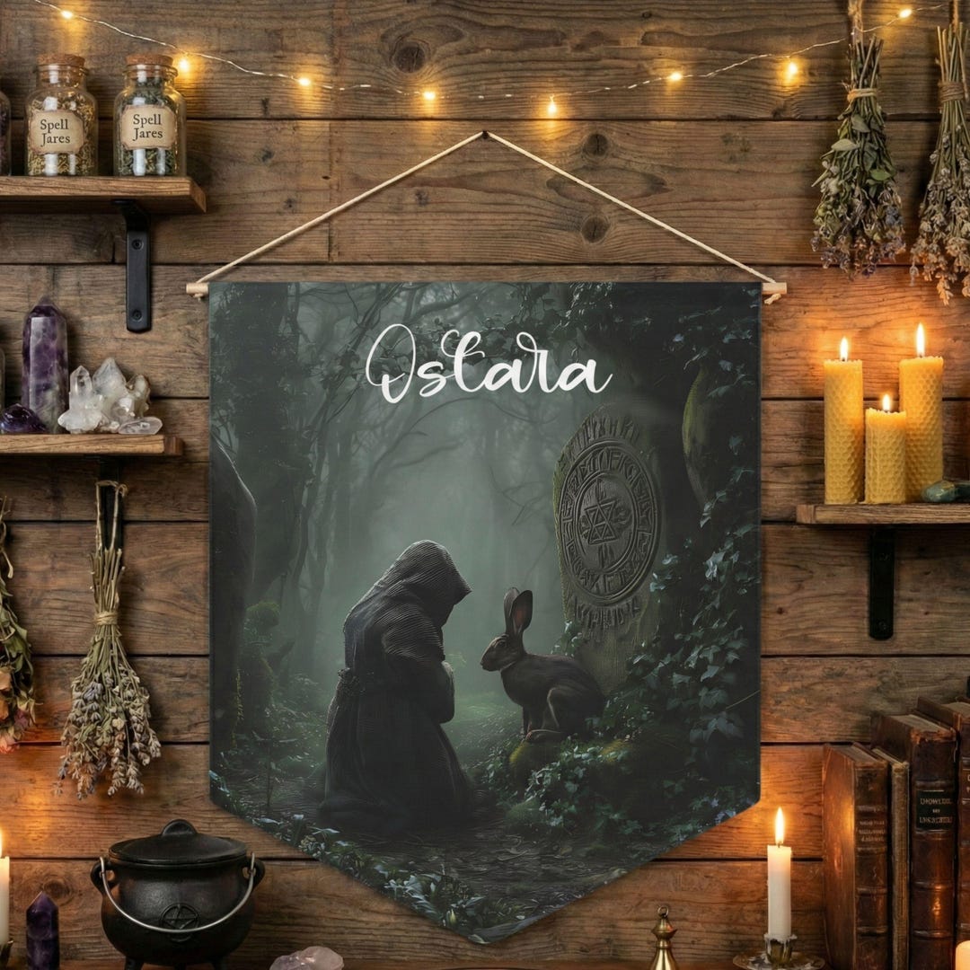 Ostara Pennant Banner, Witchy Spring Equinox Wall Hanging, Pagan Forest ...