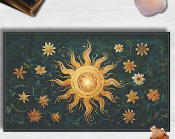 Litha Altar Table Decor, Tarot Spread Cloth, Wheel of the year witchcraft supplies, Summer Solstice Pagan Rituals, Wicca Gift