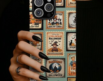 Retro Halloween Phone Case, Vintage Spooky Gothic Phone Cover, iPhone 17 16 15 14 13 12 11 Pro Max, Pixel, Magsafe