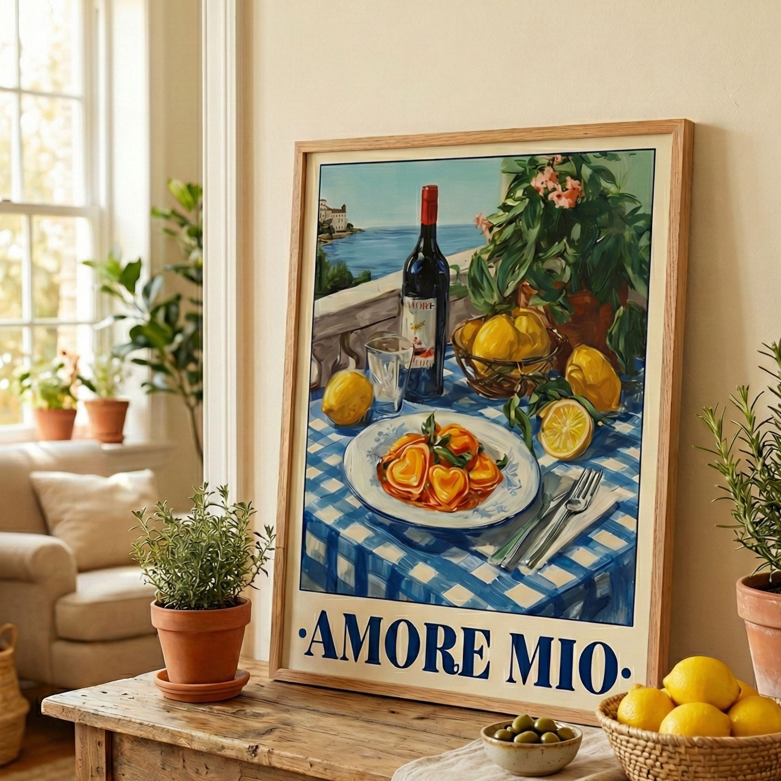 Italian Restaurant Graphics Romatic Italian Kitchen Poster, Mediterranean Wall Art, Romantic Italy Print ...