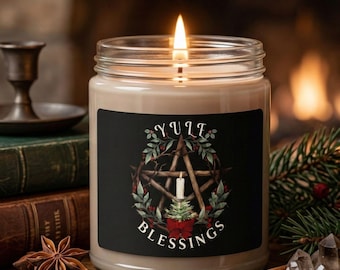 Yule Vegan Soy Wax Candle, Celtic Ritual Witchcraft Tool, Sabbat Gift for Wiccan Friend