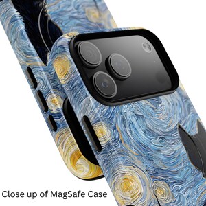 Starry Night Cat Phone Case, Whimsical Design Protective Cover, iPhone 17 16 15 14 13 12 11 Pro Max, Pixel, Magsafe image 7