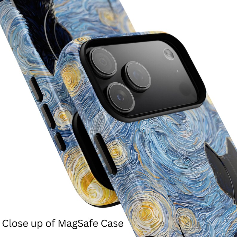 Starry Night Cat Phone Case, Whimsical Design Protective Cover, iPhone 17 16 15 14 13 12 11 Pro Max, Pixel, Magsafe image 7