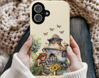 Fairy Cottage iPhone Case, Whimsical Woodland Cover,  iPhone 17 16 15 14 13 12 11 Pro Max, Pixel, Magsafe