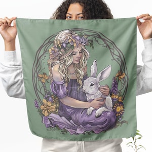 Spring Equinox Rabbit-themed Altar Cloth, Ostara Sabbat Decor, Wheel of ...