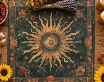 Litha Altar Cloth, Celestial Sun Summer Solstice Decor