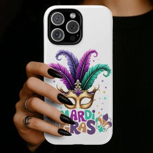 Mardi Gras Mask Phone Case,  Carnival Design Protective Cover, iPhone 17 16 15 14 13 12 11 Pro Max, Pixel, Magsafe