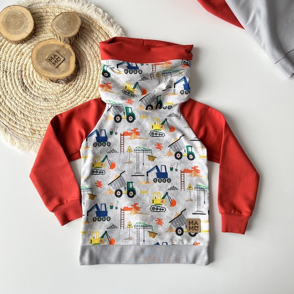 Sweat-shirt pour tout-petits garçons de voitures de construction avec pelleteuses, sweat à capuche pour bébé, pull mignon pour enfants, vêtements pour enfants, vêtements pour bébé garçon, camions de construction