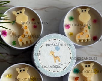 Baby shower Favor Candles| safari please Personalized Baby Shower Favor | wild one | jungle Baby shower | giraffe elephant zebra lion