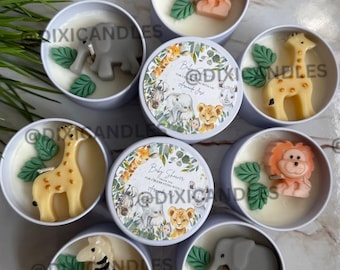 Baby shower Favor Candles| safari favor | Personalized Baby Shower Favor | wild one | jungle Baby shower | giraffe elephant zebra lion