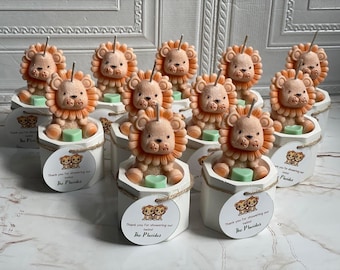 Baby LionCandles| Baby Lion in a pot| Personalized Baby Shower Favor | Scented bear Candle | Gender reveal, gift candles, custom gift