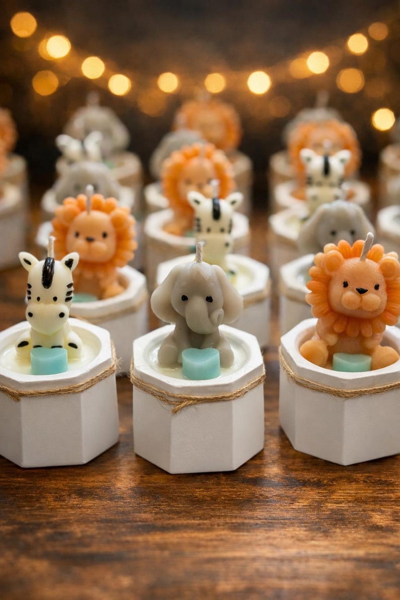Baby shower elephant Baby Elephant in a pot| Personalized Baby Shower Favor | Safari Scented Candle | Safari Souvenir|Elephant baby shower image 2