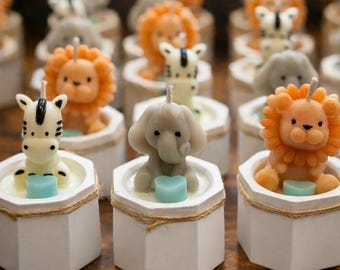 Safari candles  safari in a pot| Personalized Baby Shower Favor | Scented bear Candle | Gender reveal, gift candles, custom gift