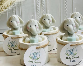 Baby shower elephant Baby Elephant in a pot| Personalized Baby Shower Favor | Safari Scented Candle | Safari Souvenir|Elephant baby shower