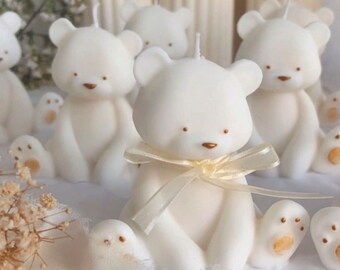 Large Teddy bear Candle| Personalized Baby Shower Favor | Scented bear Candle | Gender Reveal Candle | Cute Candle |Baby shower Candle.