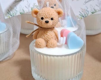 Baby shower Favor Candles| Mini teddy bear | Personalized Baby Shower Favor | Scented bear Candle | Gender reveal bear giftCandle