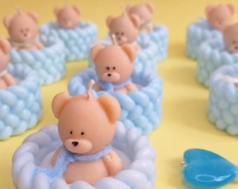 Baby shower Favor Candles| Mini teddy bear in a pot| Personalized Baby Shower Favor | Scented bear Candle | Gender reveal bear giftCandle