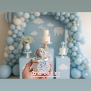 Baby shower elephant Baby Elephant in a pot| Personalized Baby Shower Favor | Safari Scented Candle | Safari Souvenir|Elephant baby shower image 3