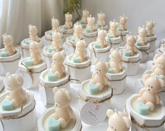 Baby shower Favor Candles| Mini teddy bear in a pot| Personalized Baby Shower Favor | Scented bear Candle | Gender reveal bear giftCandle
